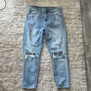 American Eagle Light Wash Distressed Mom Jeans